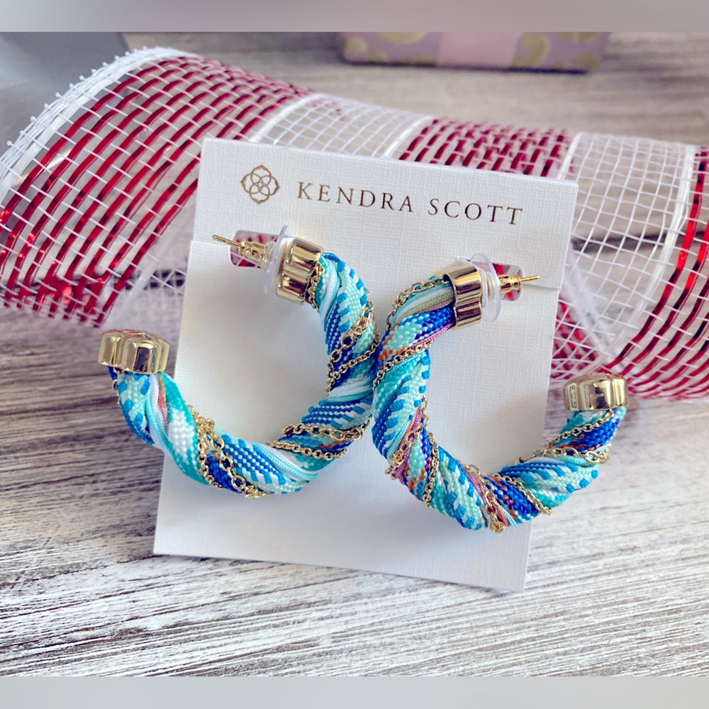 Kendra Scott Masie Cord Earrings ✨ Gold Aqua Pastel Mix